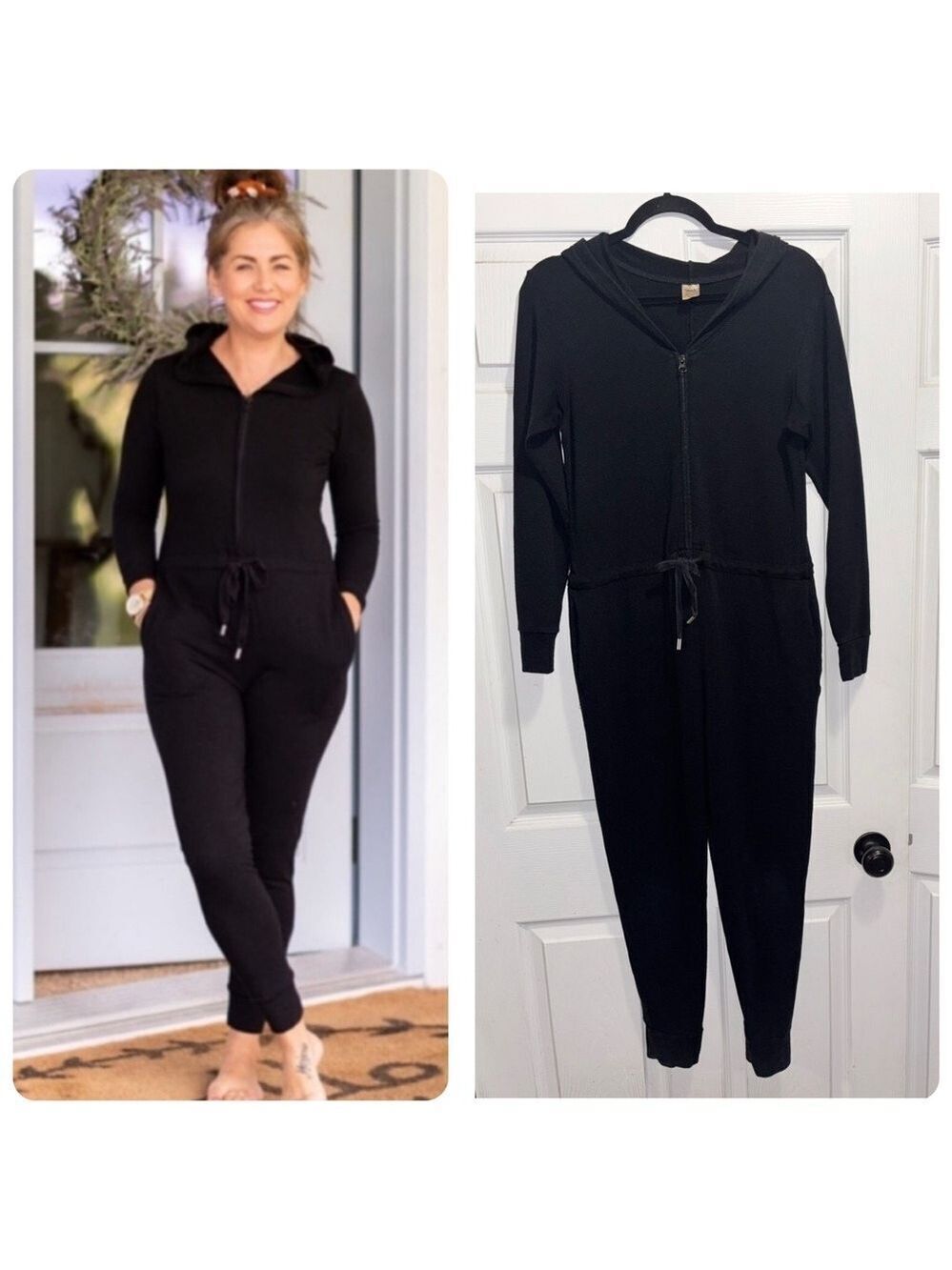 Smash + Tess Harris Hoodie Romper Black Jumpsuit Onesie Jillian Size XS